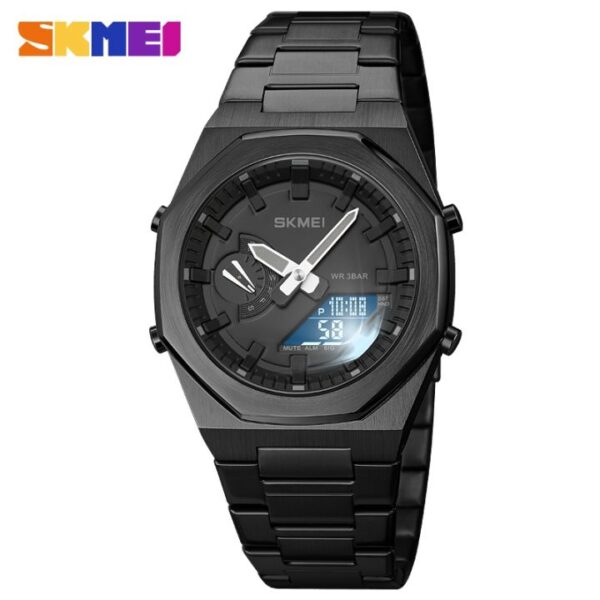 SKMEI Dual-Display Electronic Watch With Luminous Waterproof Steel Strap Fashion Business Wristwatches For Men 1816 - Image 3