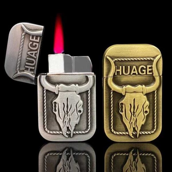 New Creative Tiger Bull Gas Lighter Windproof Jet Butane Red Flame