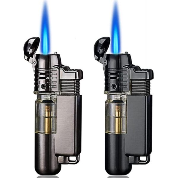 Butane Mini Torch Lighter with Key Ring Adjustable Jet Flame Windproof Gas Lighter